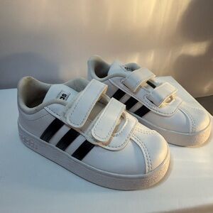 Adidas Kids White and Black Strap Sneakers